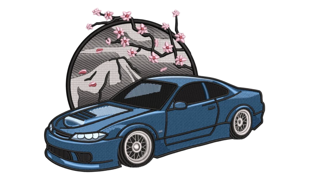 Men’s Car Embroidered T-Shirt | Oversized Streetwear Cotton Tee for Car Lovers | Premium Japanese Drift Design