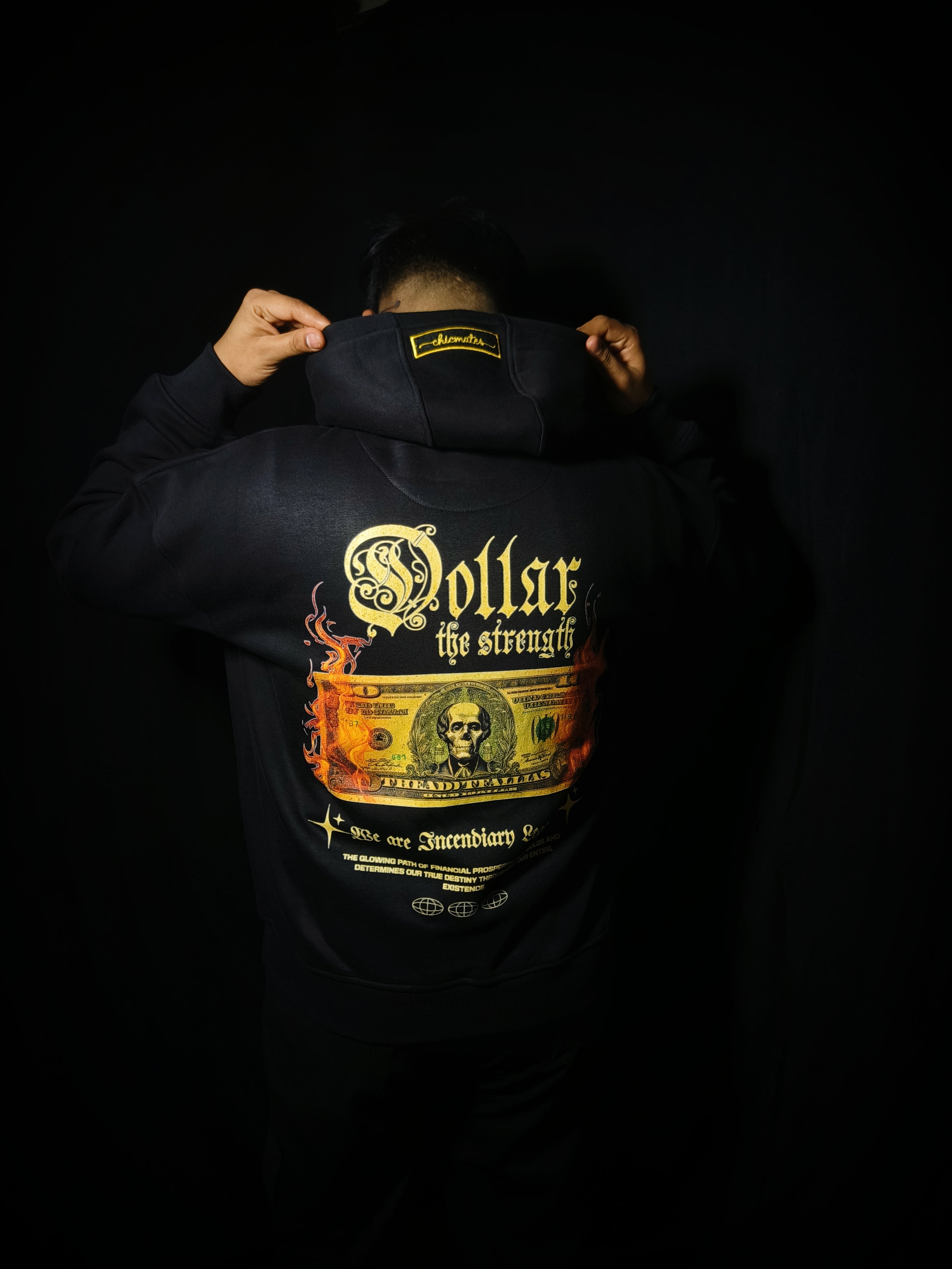 Dollar Is the Strength Embroidered Hoodie – Premium Black Streetwear Hoodie