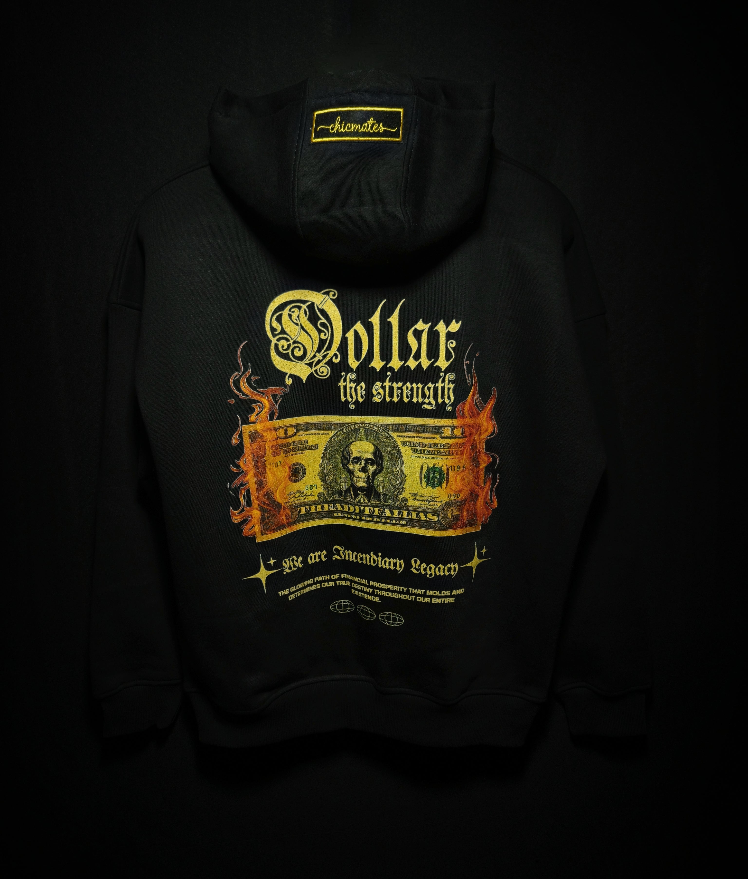 Dollar Is the Strength Embroidered Hoodie – Premium Black Streetwear Hoodie